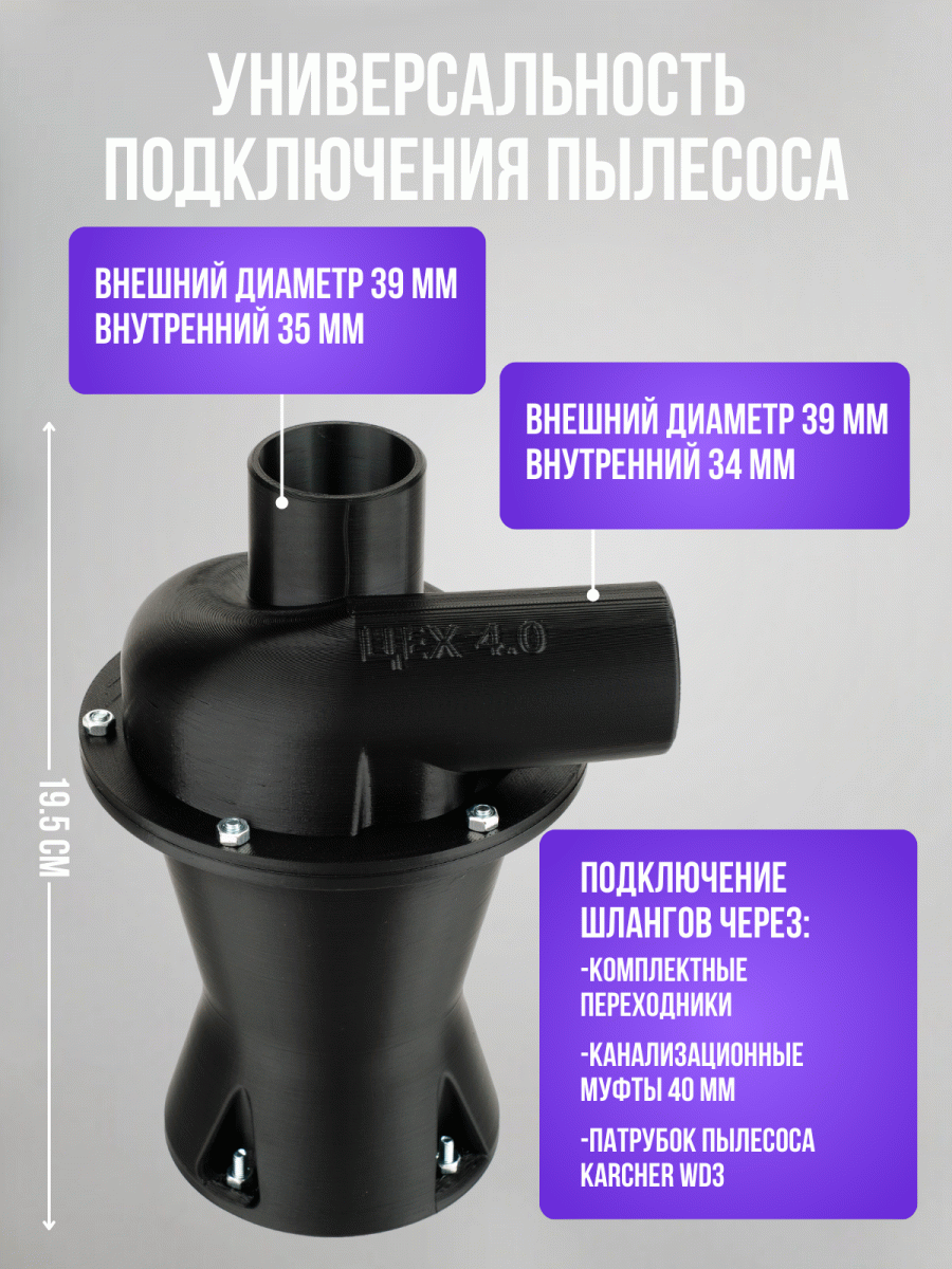 Циклон для строительного пылесоса с подставкой