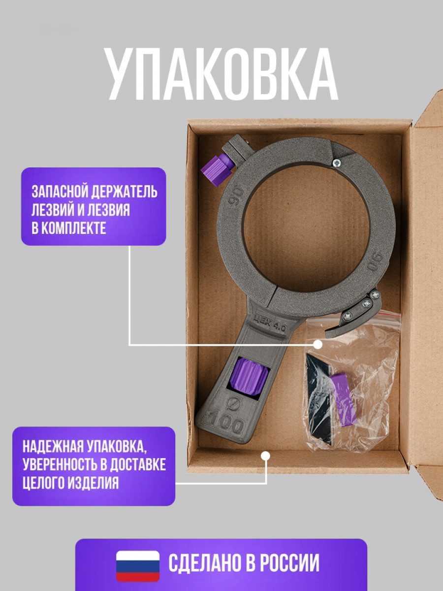 Комплект трубореза для пластиковых труб 100-90-82 мм
