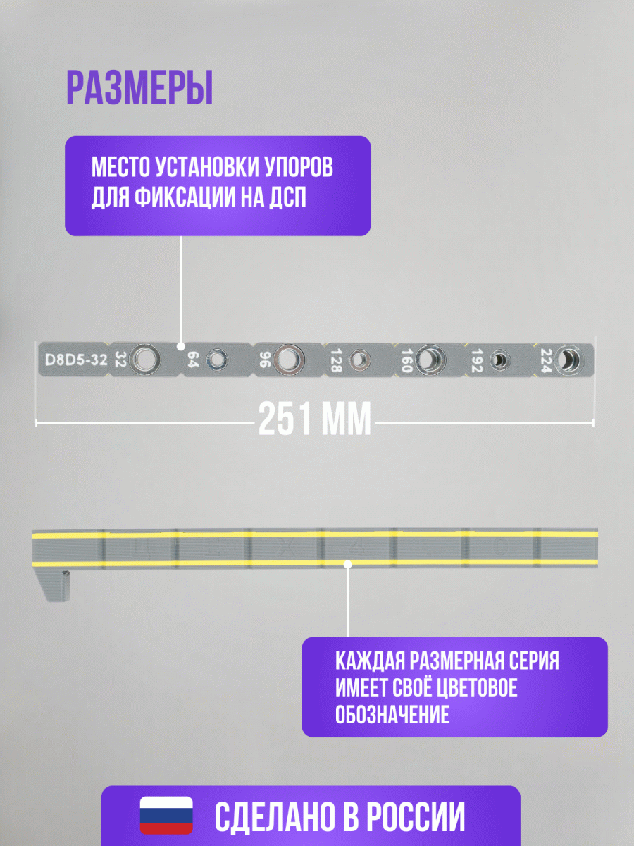 Мебельный кондуктор для конфирматов D8D5-32